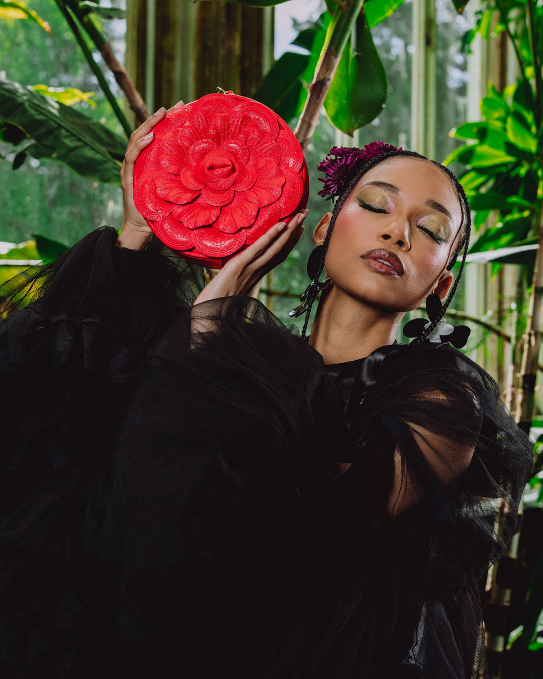 NEW YORK BOTANICAL GARDEN COLLAB - CRIMSON BLOOM SHOULDER BAG