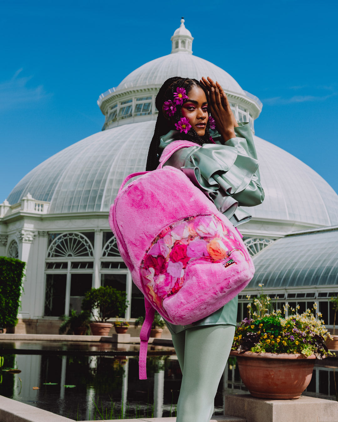 NEW YORK BOTANICAL GARDEN COLLAB - FLORAL FUR BACKPACK