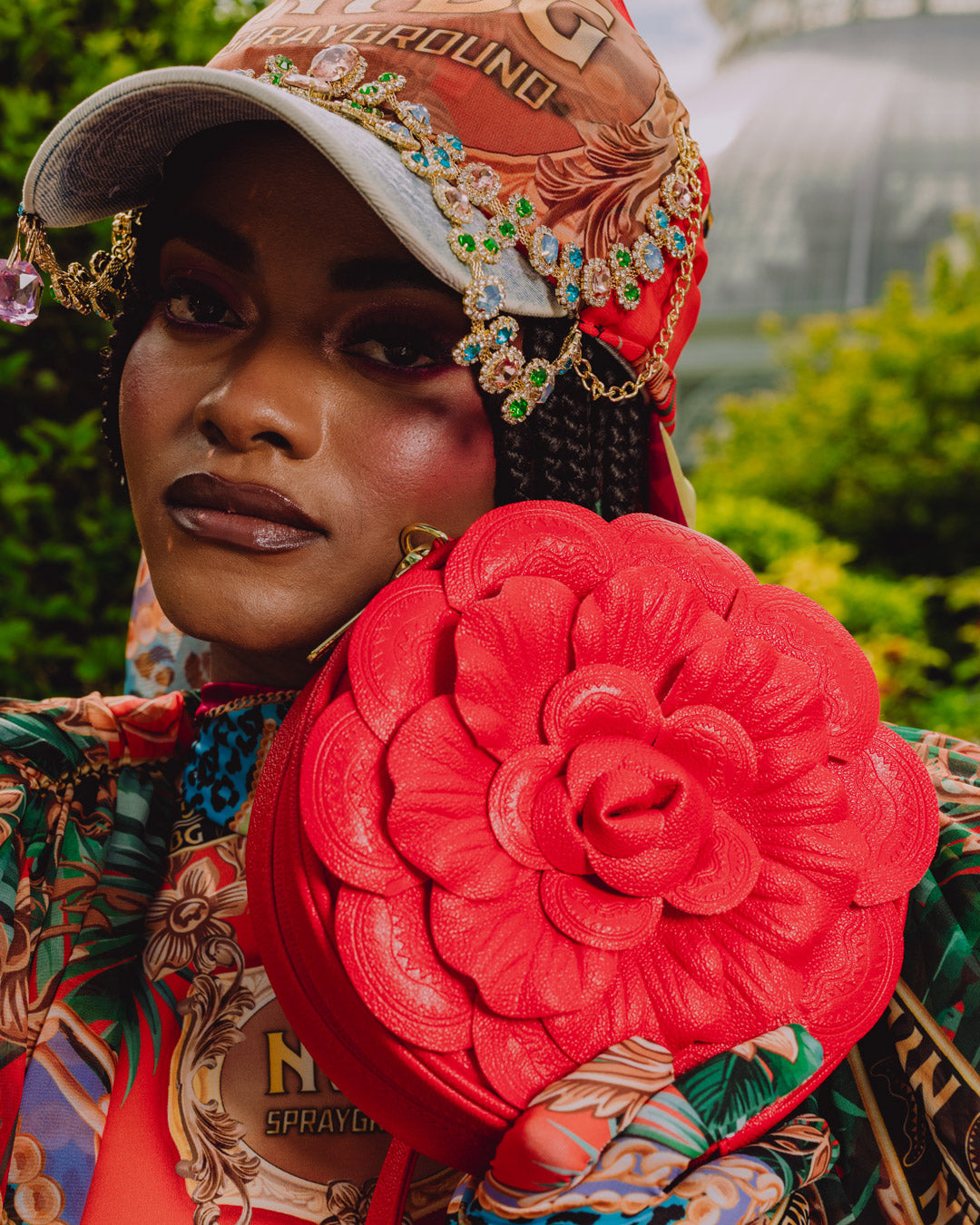 NEW YORK BOTANICAL GARDEN COLLAB - CRIMSON BLOOM SHOULDER BAG